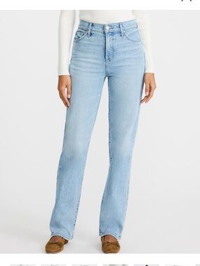 Express Light Blue High-Rise Straight Leg Jeans - Women